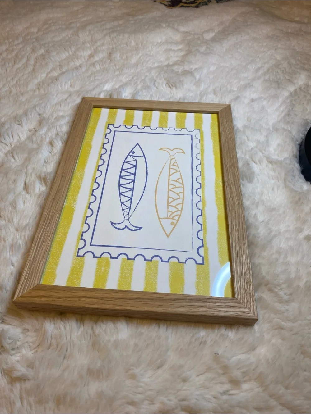 🐠 Coastal Framed Fish Wall Art - Yellow & Blue